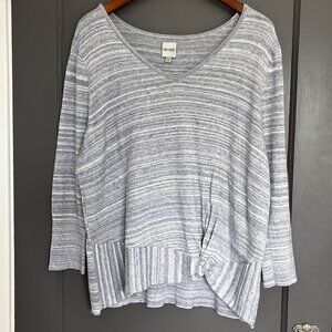 Nic + Zoe Vital Twist Sweater Pullover Knit Top Blue Stripes Women's XXL 2XL